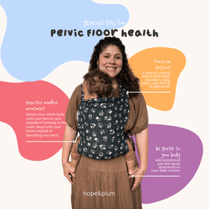 Infographic about how to support pelvic floor health while babywearing