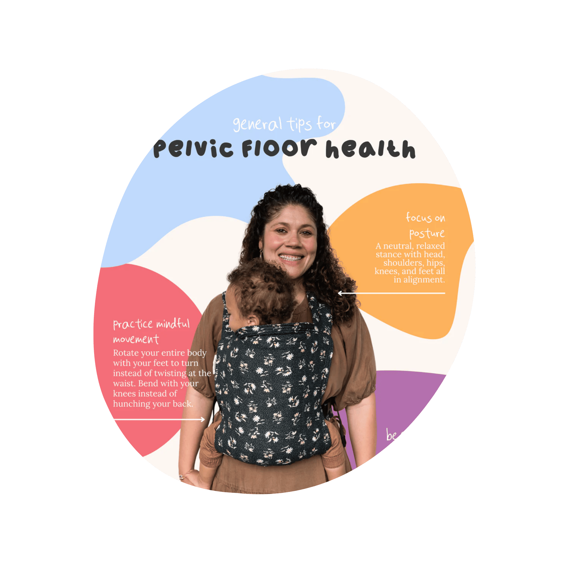 Infographic about how to support pelvic floor health while babywearing
