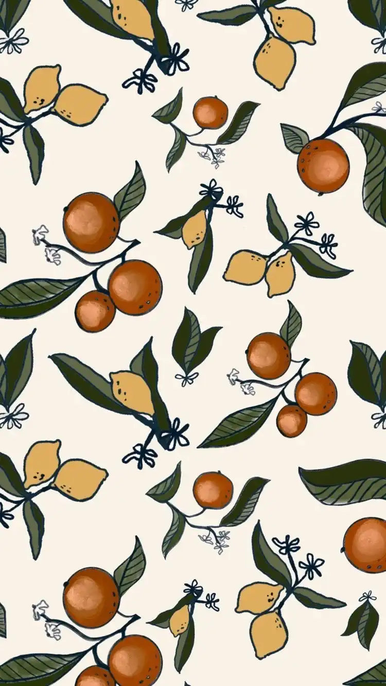 Citrus fruit and leaves pattern.