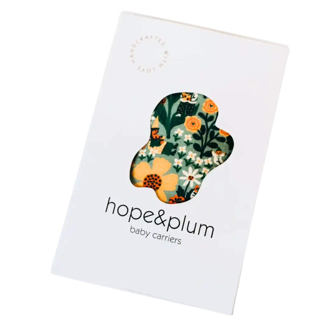 Hope & Plum baby carrier packaging.