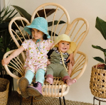 Two kids in sun hats