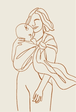 Drawing of mother and baby in ring sling